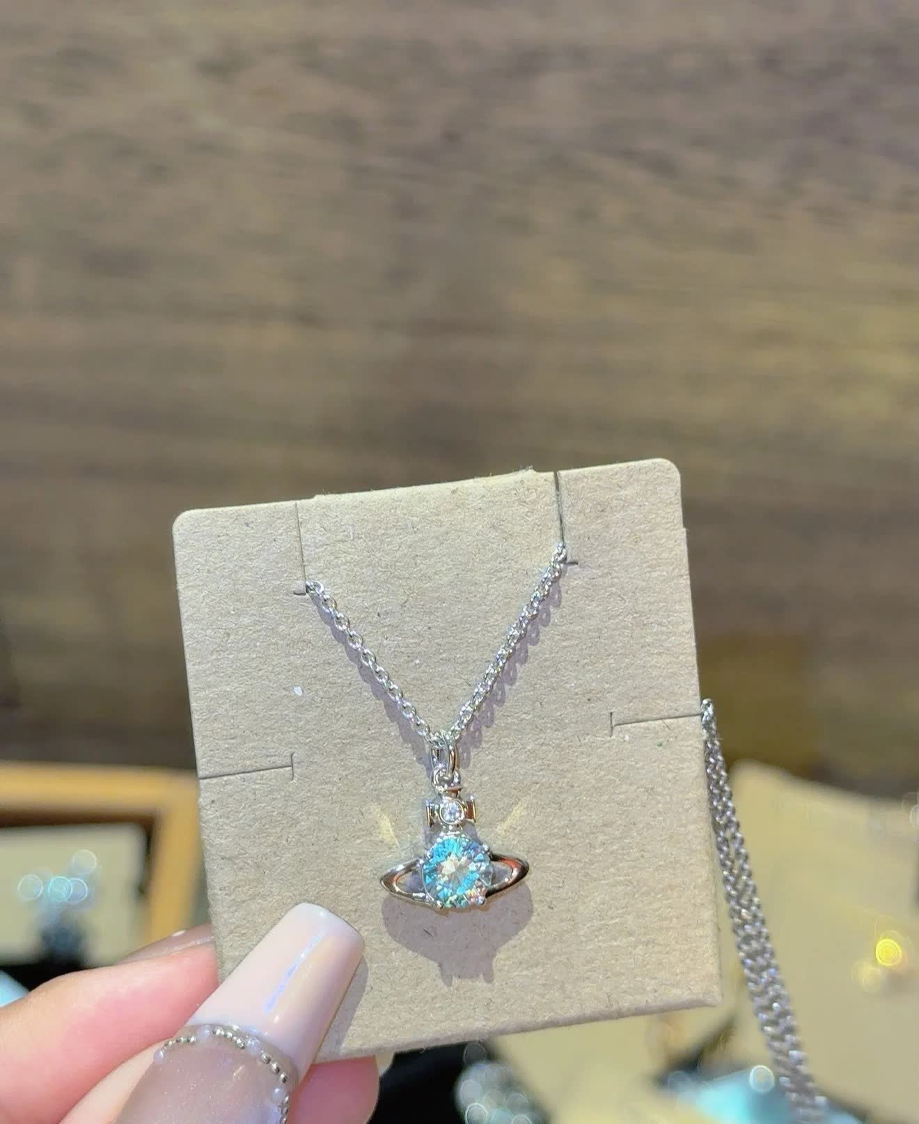 Vivienne Westwood Venus Blue Diamond Pendant Necklace